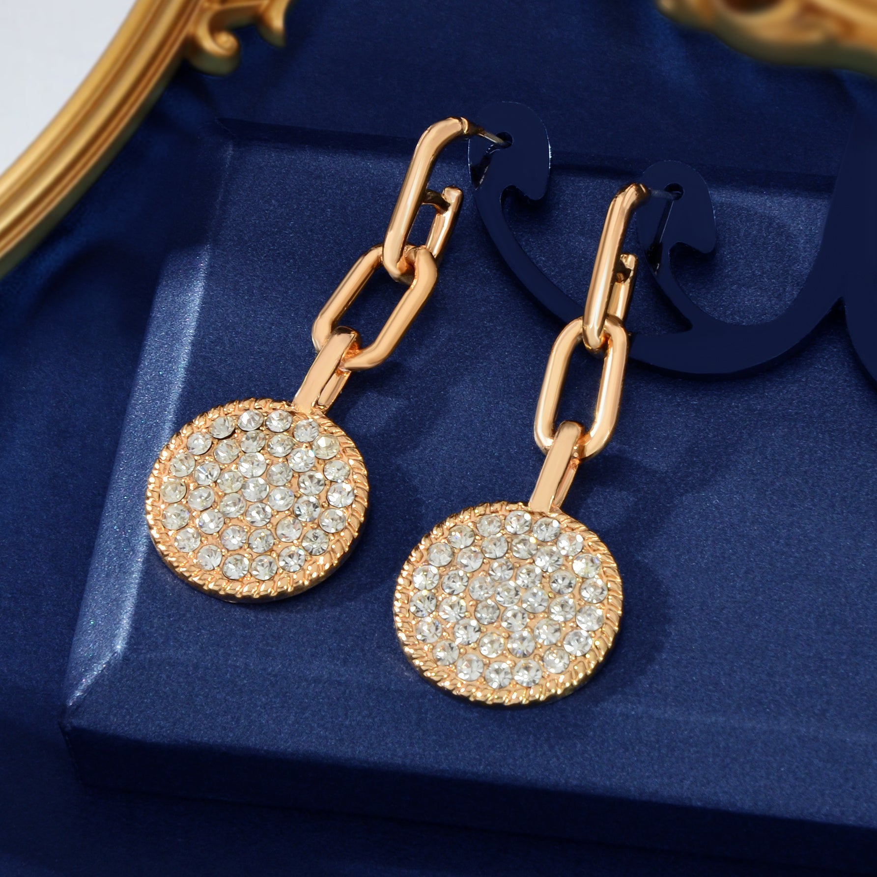 Textured Jewellery Sparkling Rhinestone Gold Round Pierced Stud Earrings Gifts