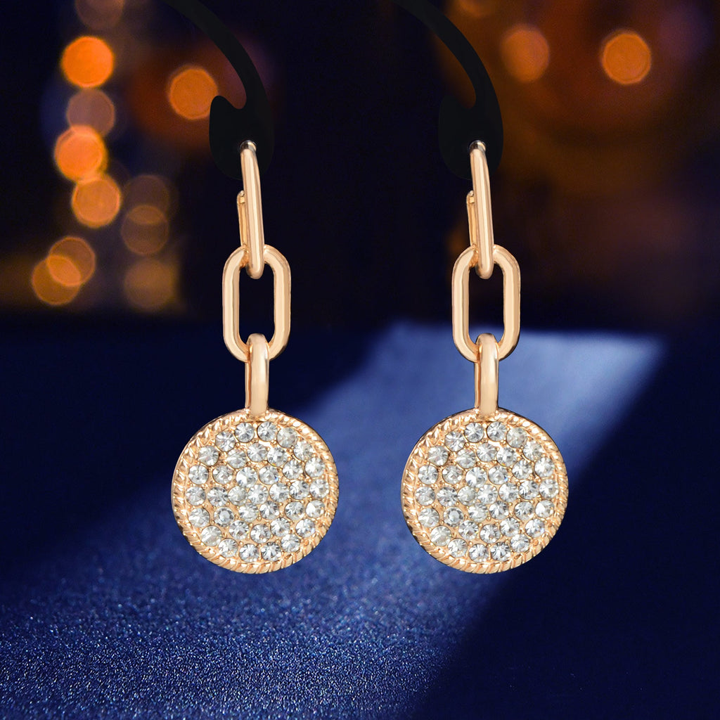 Textured Jewellery Sparkling Rhinestone Gold Round Pierced Stud Earrings Gifts