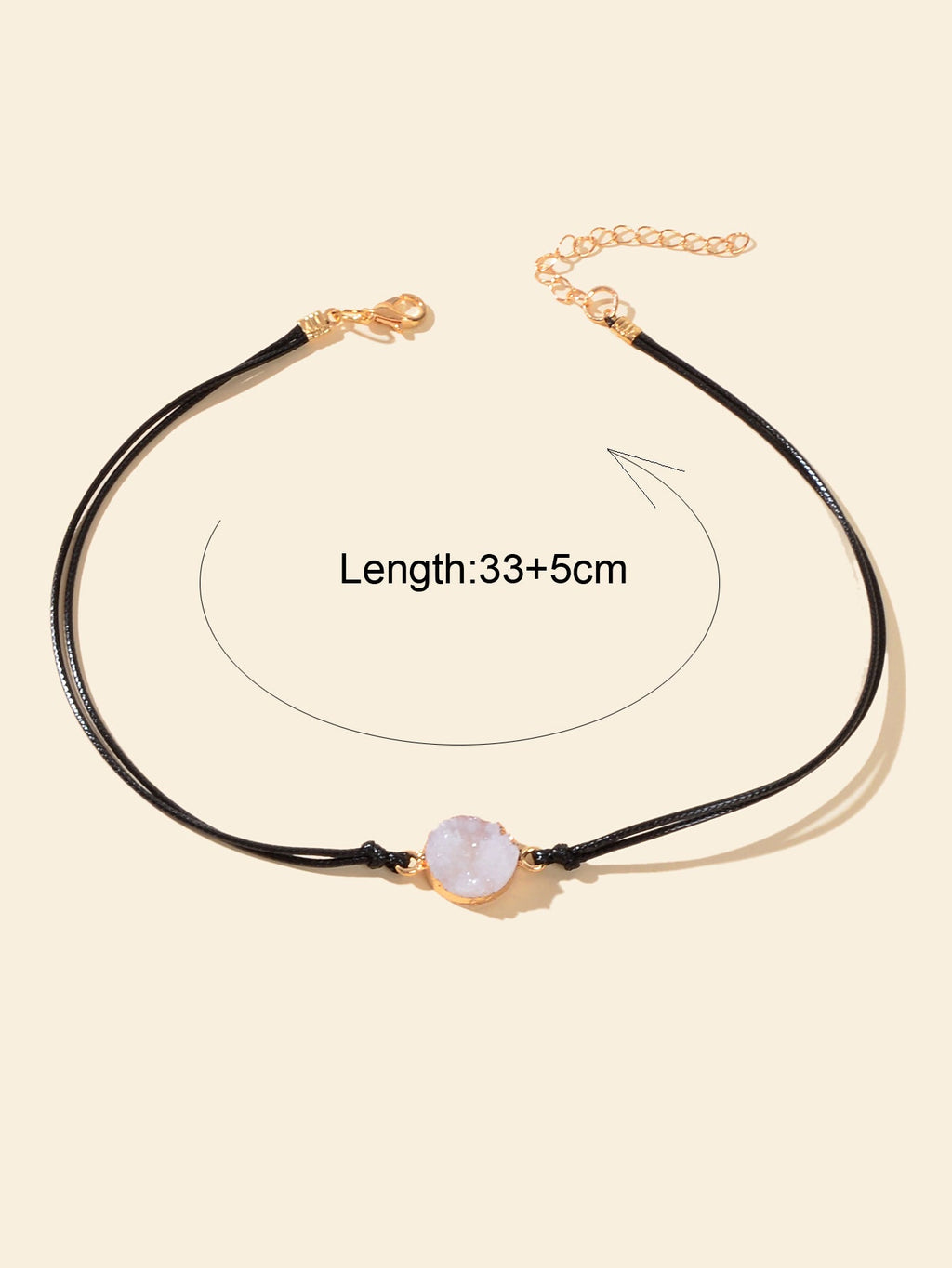 Boho Chic 90s Round Resin Black Pu Leather Grunge Collar Tattoo Choker Necklace