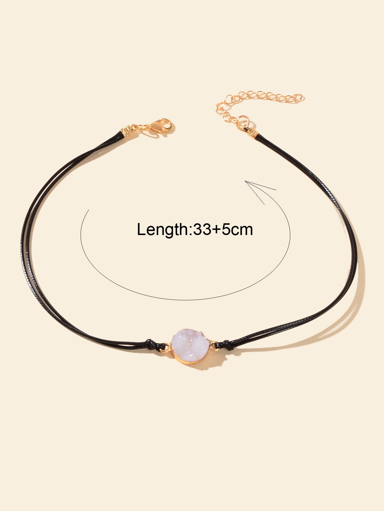 Boho Chic 90s Round Resin Black Pu Leather Grunge Collar Tattoo Choker Necklace
