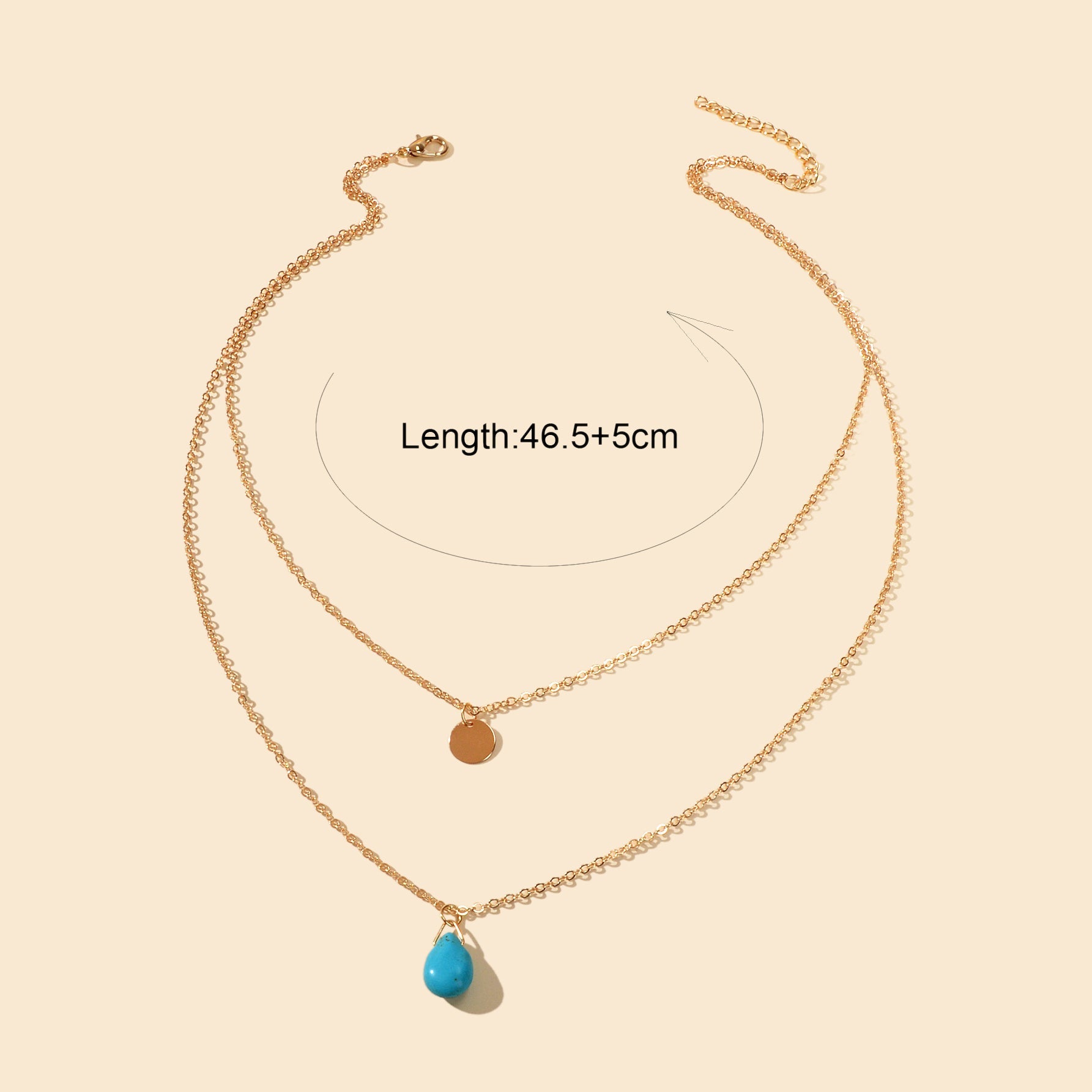 Traditional Ethnic Jewellery Double layer Chain Disc Turquoise Charm Necklace