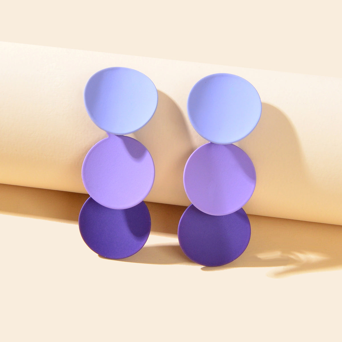 Gradient Purple Round Dangle Geometric Pierced Earrings Costume Party Jewellery