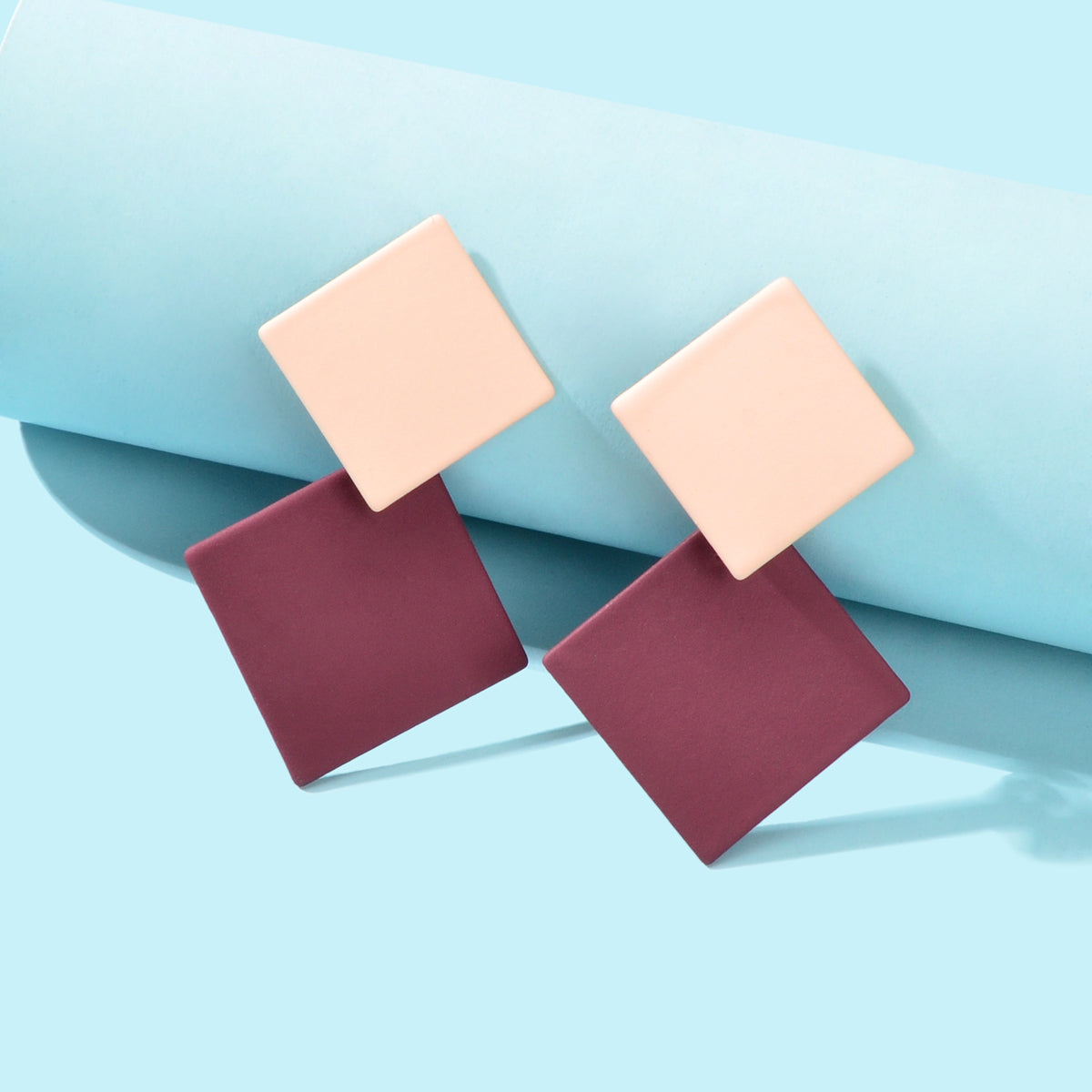 Chic Colourful Enamel Square Simple Geometric Stud Earrings Statement Jewellery