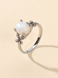 Retro Textured Jewellery Band Rhinestone Simulant Opal Butterfly Wedding Ring