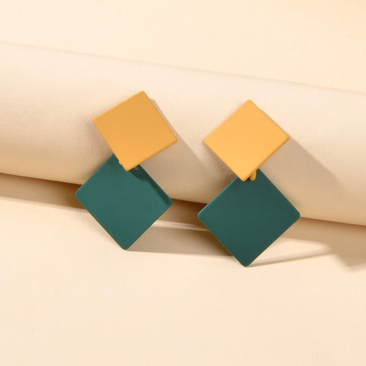 Chic Colourful Enamel Square Simple Geometric Stud Earrings Statement Jewellery
