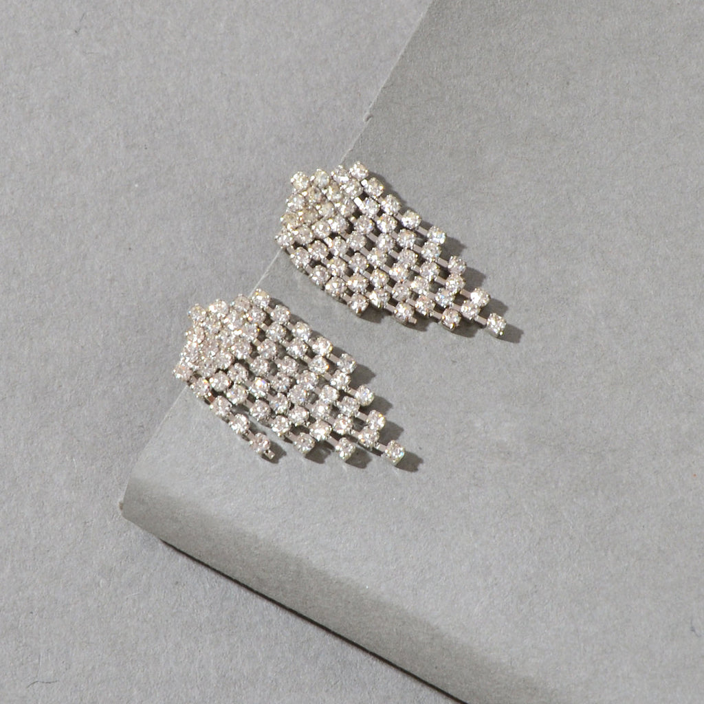 Sparkly Full Rhinestone Chandelier Tassel Linear Drop Earrings Bridal Jewellery