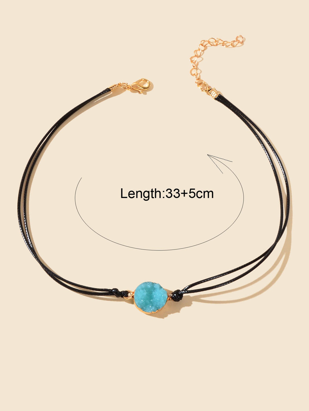 Boho Chic 90s Round Resin Black Pu Leather Grunge Collar Tattoo Choker Necklace