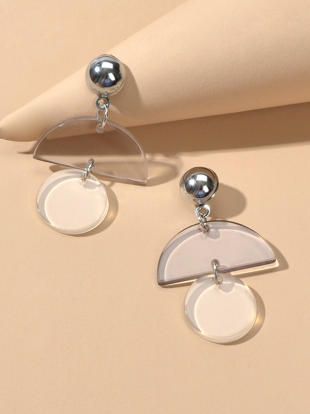 Female Jewellery Transparent Trendy Resin Sectored Round Drop Plastic Earrings