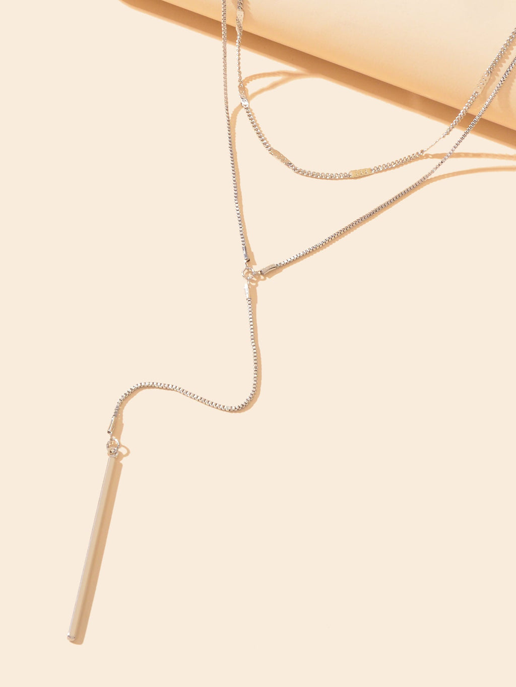 Double-Layer Stick Pendant Lariat Necklace Elegance Contemporary Twist Jewellery