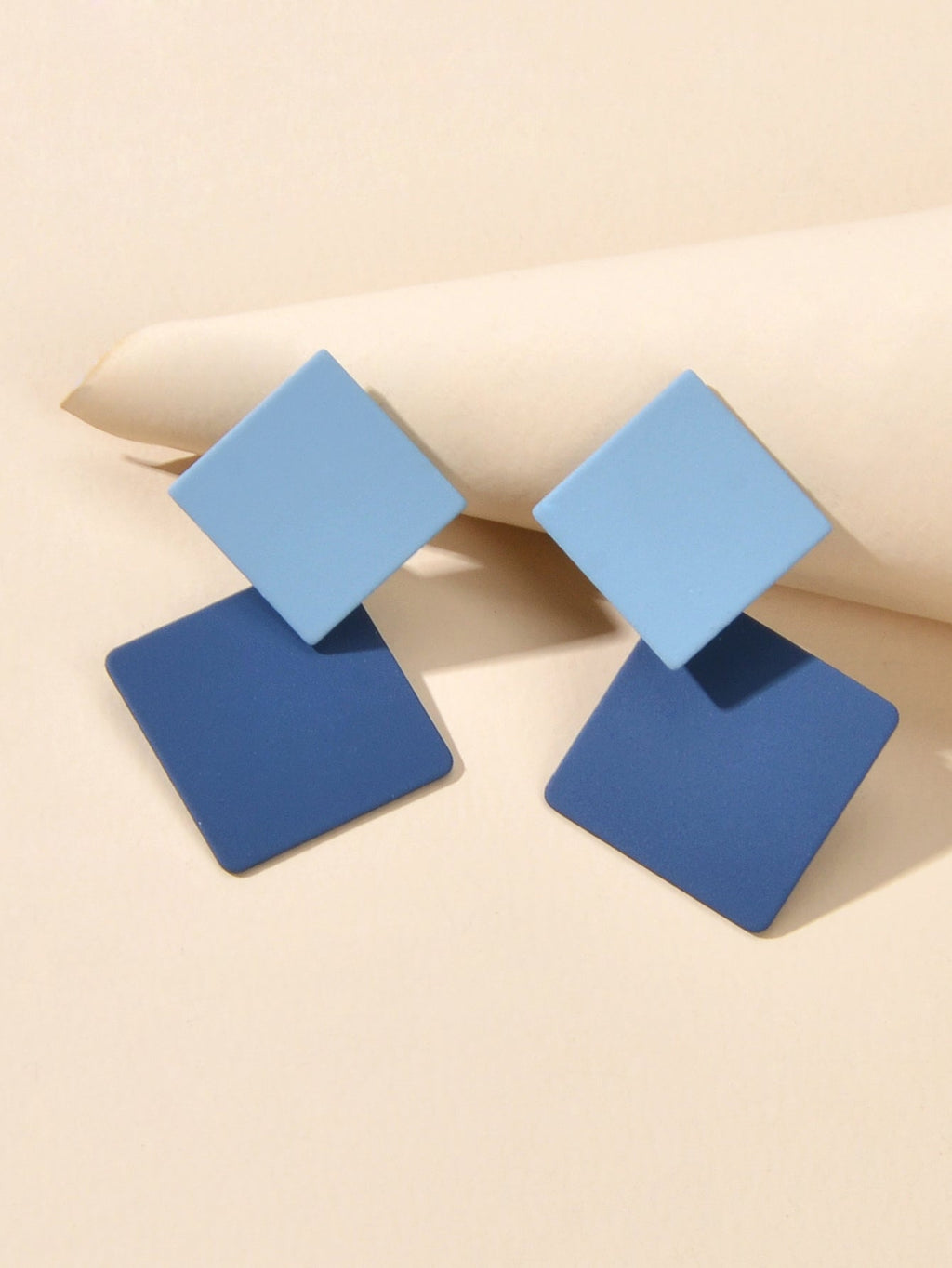 Chic Colourful Enamel Square Simple Geometric Stud Earrings Statement Jewellery