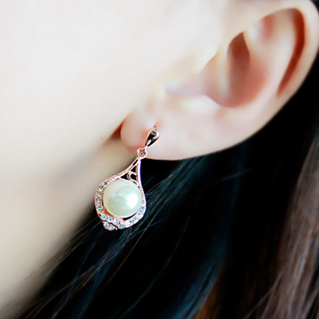 Perfect Wedding and Engagement Jewellery Pearl Rhinestone Water Drop Earrings