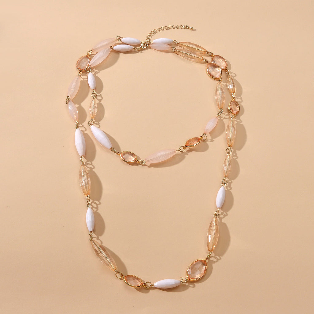 Multilayer Champagne Beads Necklace Beautiful Water Drop Clavicle Jewellery Gift