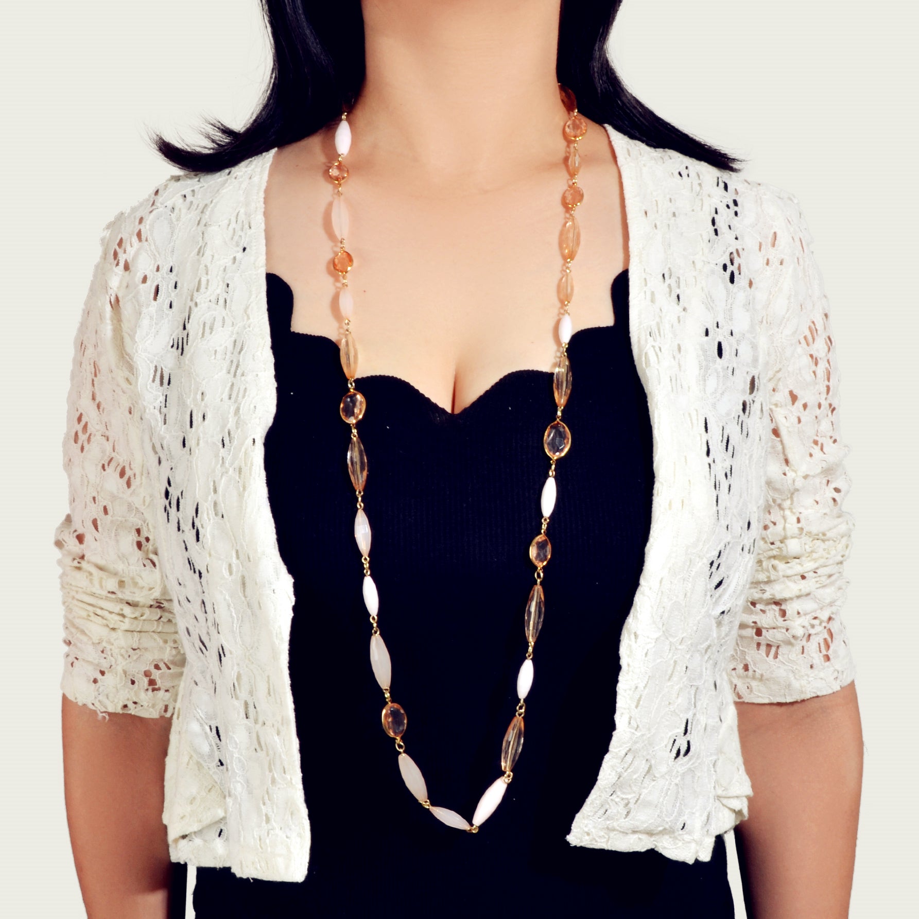 Multilayer Champagne Beads Necklace Beautiful Water Drop Clavicle Jewellery Gift