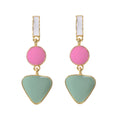 Designer Jewellery Multi-colored Enamel Round Triangle Geometric Dangle Earrings
